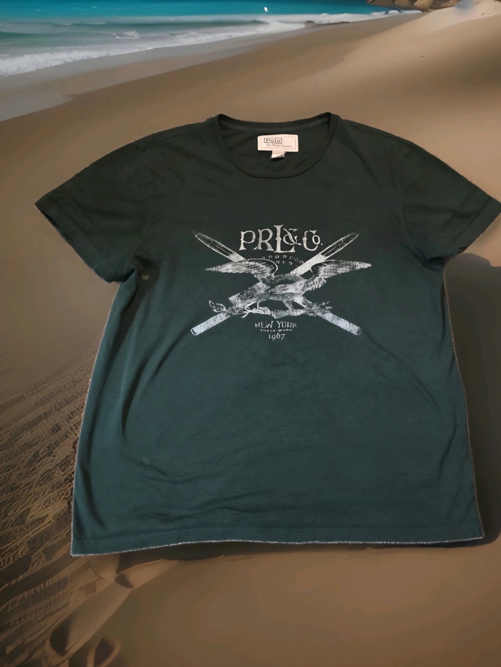 Polo by Ralph Lauren Tan Short Sleeve Crewneck Tee with Script Logo - Picture 2 of 8